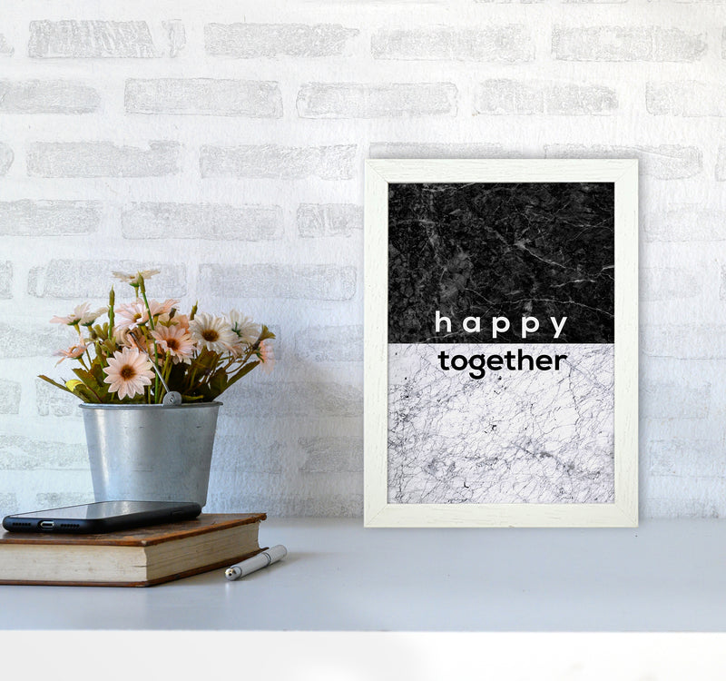 Happy Together Black & White Quote Print By Orara Studio A4 Oak Frame