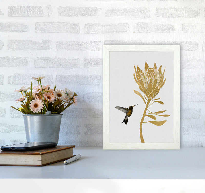 Hummingbird & Flower I Print By Orara Studio A4 Oak Frame