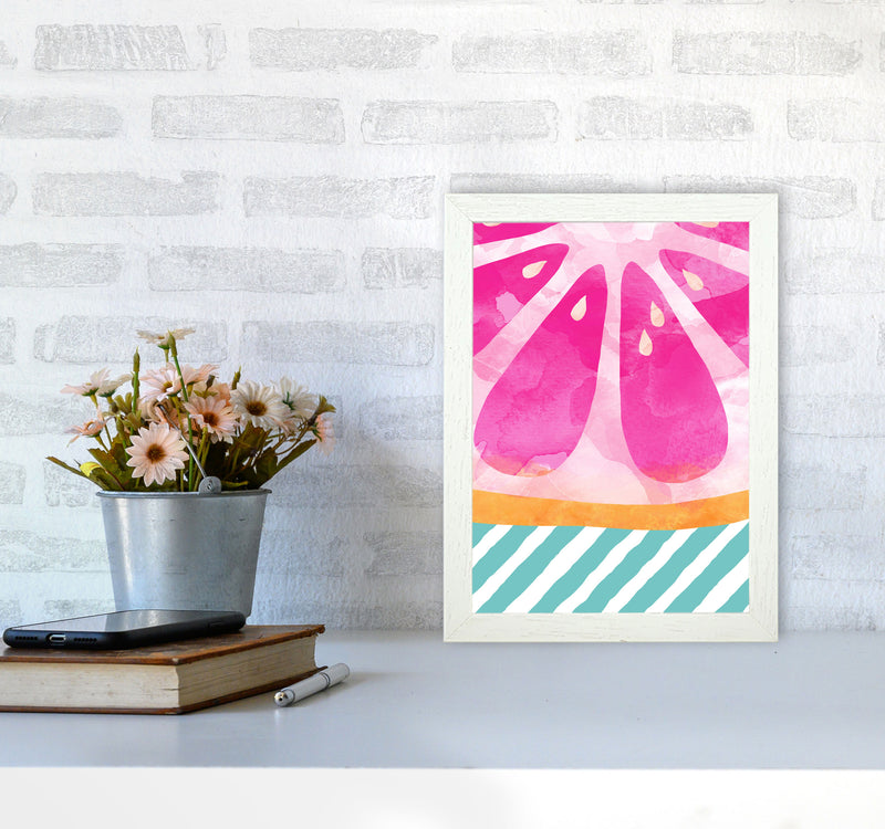 Pink Grapefruit Abstract Print By Orara Studio, Framed Kitchen Wall Art A4 Oak Frame