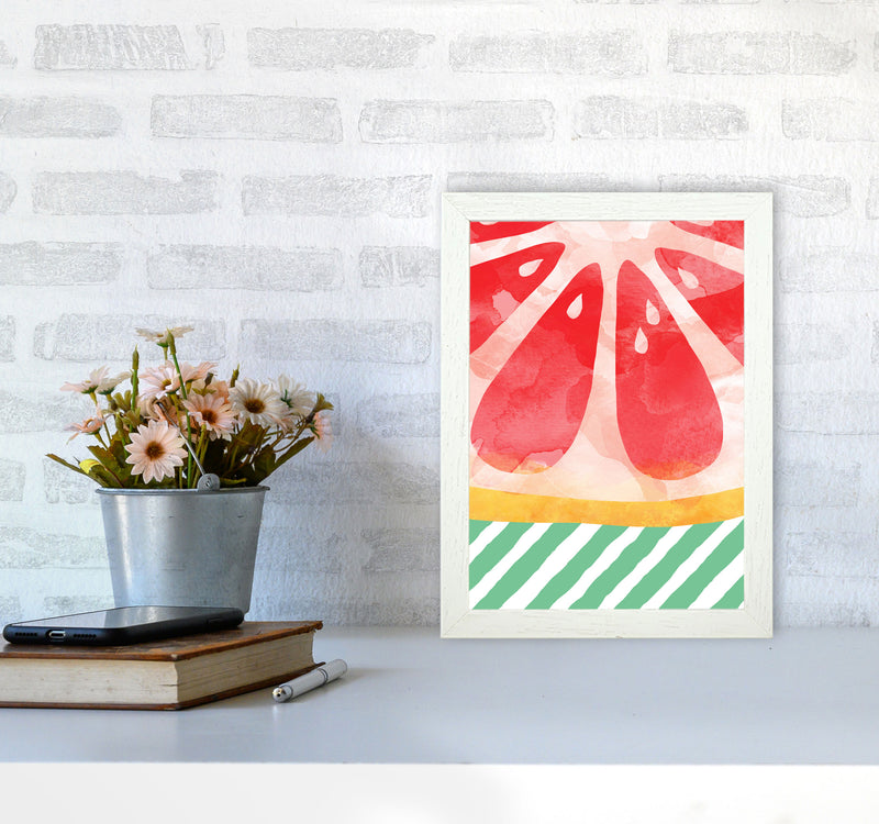 Red Grapefruit Abstract Print By Orara Studio, Framed Kitchen Wall Art A4 Oak Frame