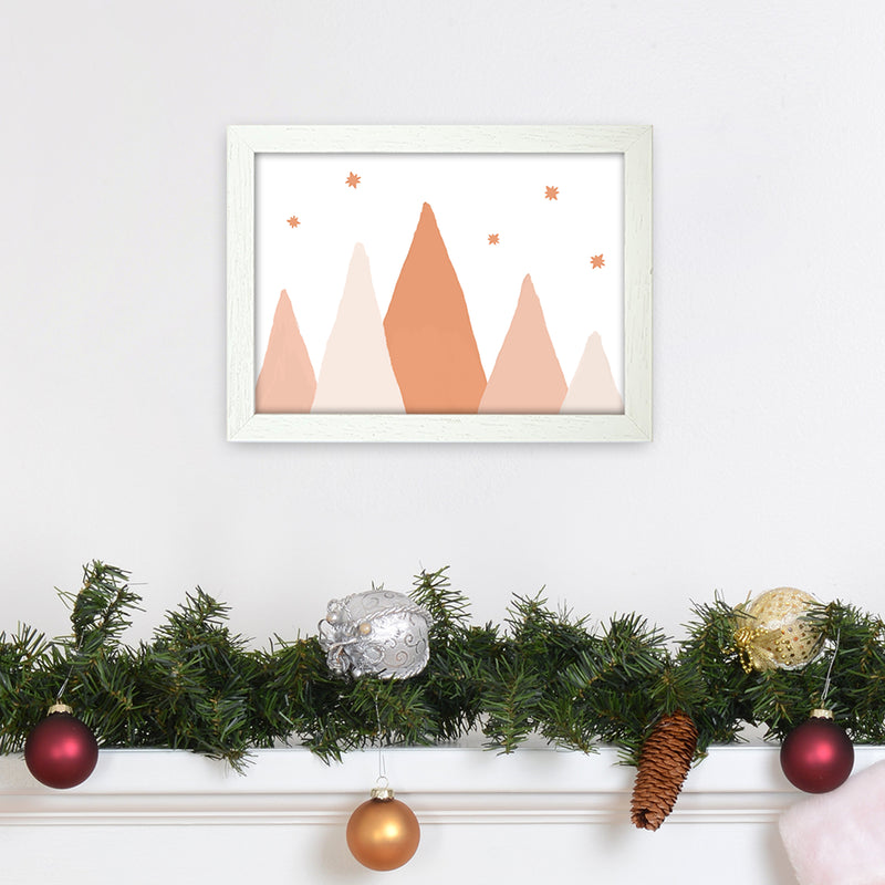 Blush Mountains Christmas Art Print by Orara Studio A4 Oak Frame