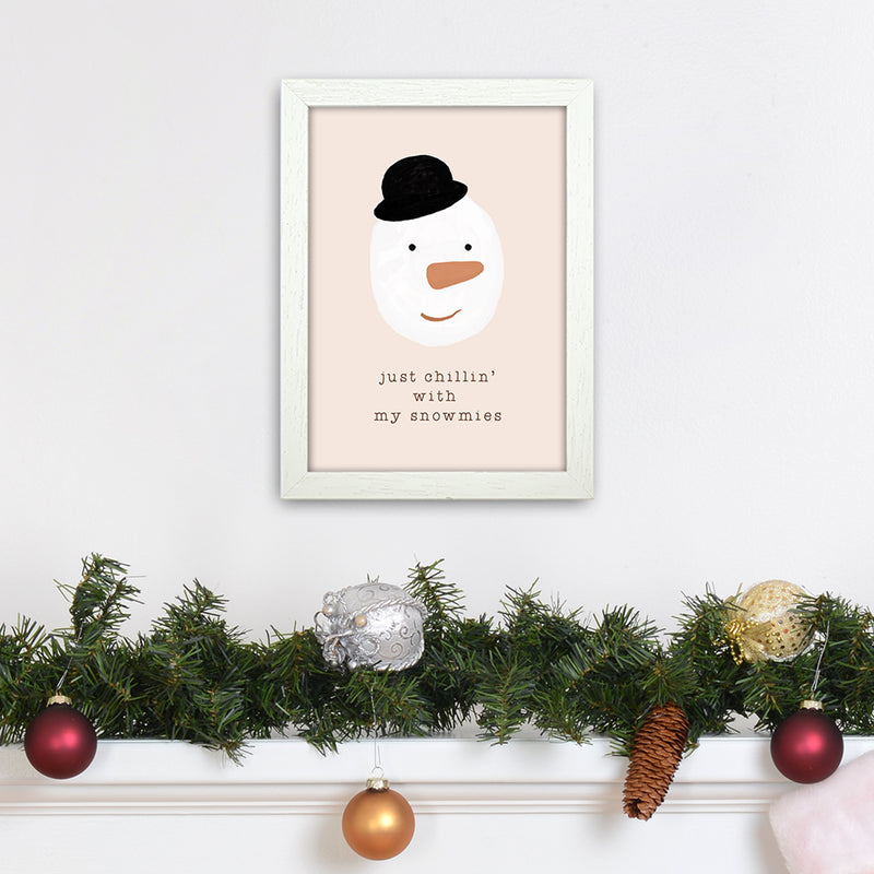 Chilling With My Snowmies Christmas Art Print by Orara Studio A4 Oak Frame