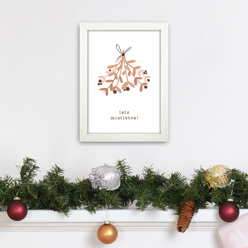 Lets Mistletoe Christmas Art Print by Orara Studio A4 Oak Frame