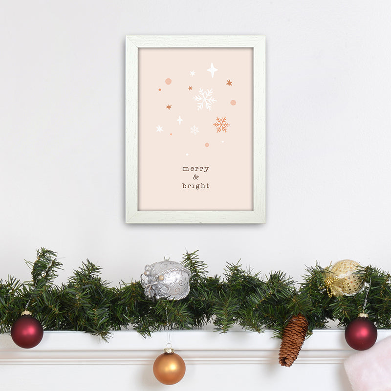 Merry & Bright Christmas Art Print by Orara Studio A4 Oak Frame