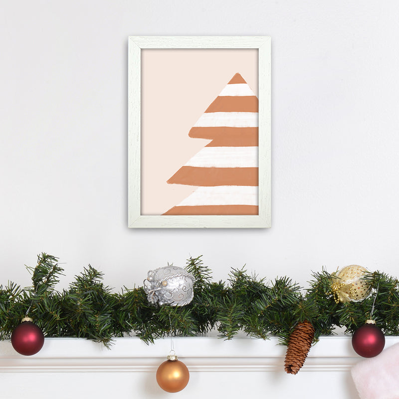 Stripey Xmas Tree Christmas Art Print by Orara Studio A4 Oak Frame