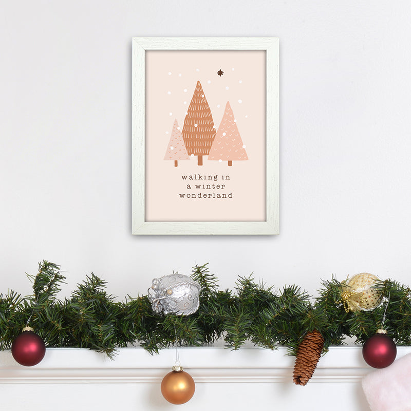 Walking In A Winter Wonderdland Christmas Art Print by Orara Studio A4 Oak Frame