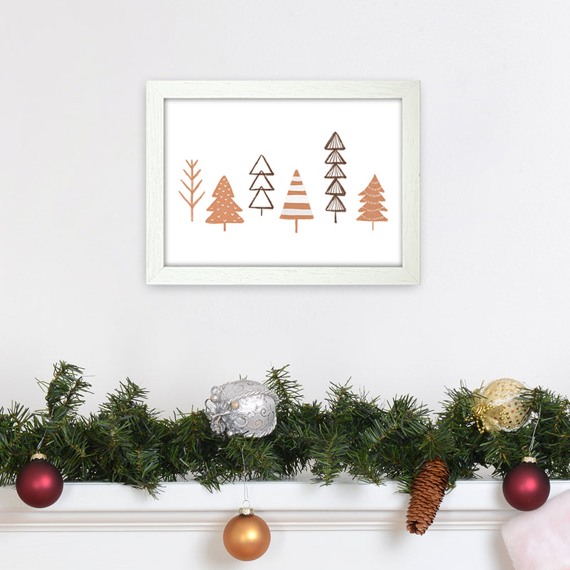 Winter Trees Illustration Christmas Art Print by Orara Studio A4 Oak Frame
