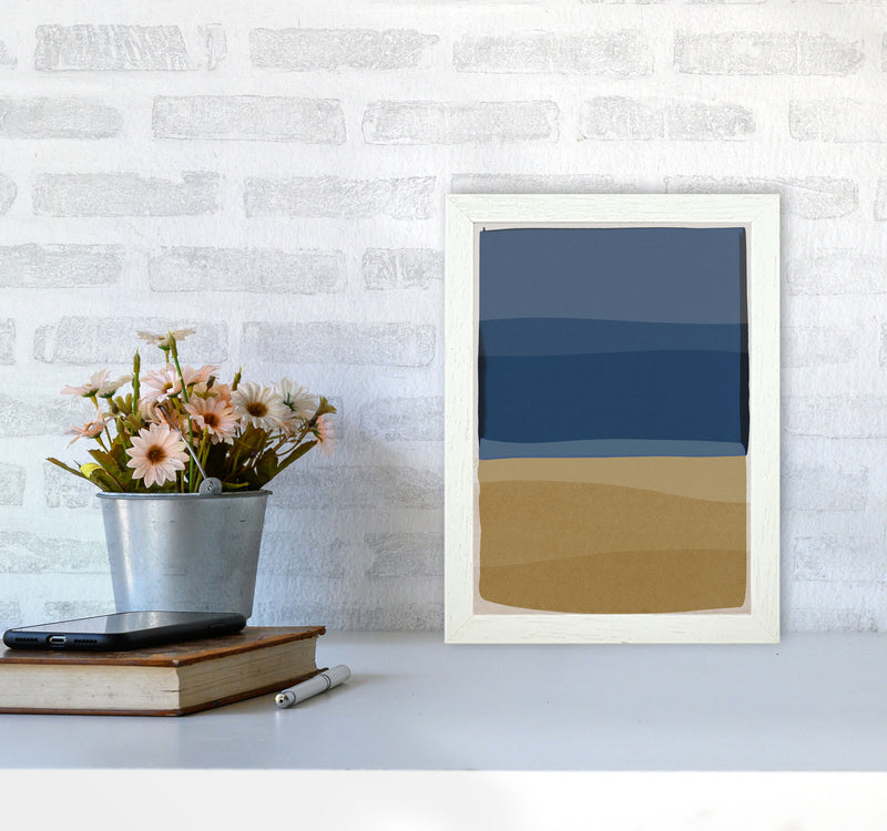 Modern Blue and Brown Abstract Art Print by Orara Studio A4 Oak Frame