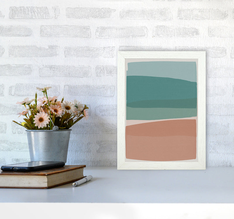 Modern Turquoise and Pink Abstract Art Print by Orara Studio A4 Oak Frame