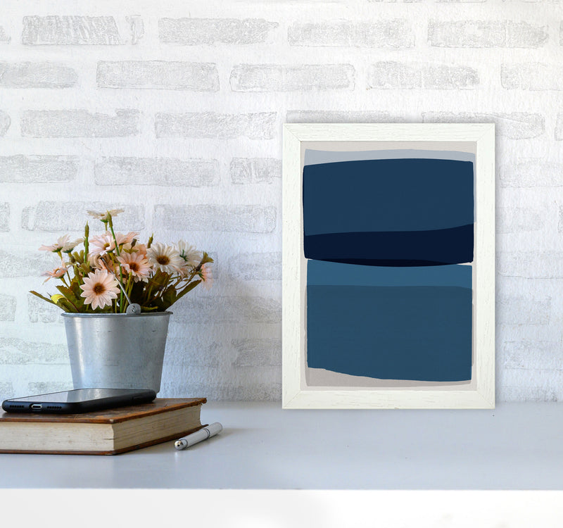 Modern Blue Abstract Art Print by Orara Studio A4 Oak Frame