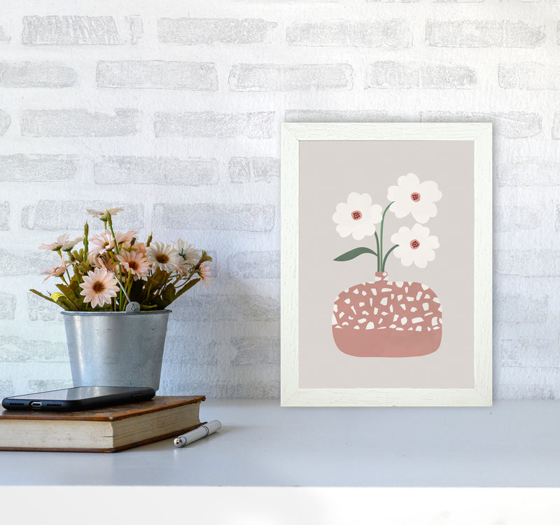 Terrazzo & Flowers Art Print by Orara Studios A4 Oak Frame