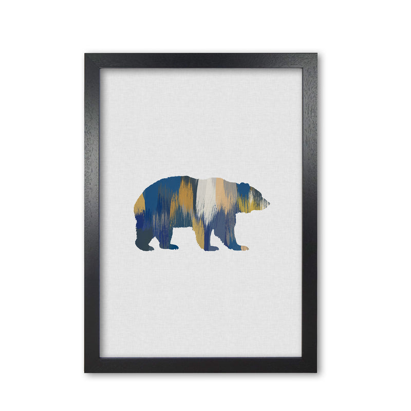 Bear Blue & Yellow Animal Art Print By Orara Studio Animal Art Print Black Grain