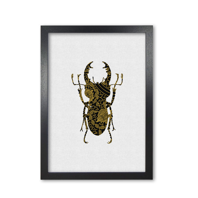 Black And Gold Beetle II Print By Orara Studio Animal Art Print Black Grain
