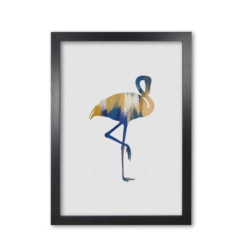 Flamingo Blue & Yellow Print By Orara Studio Animal Art Print Black Grain