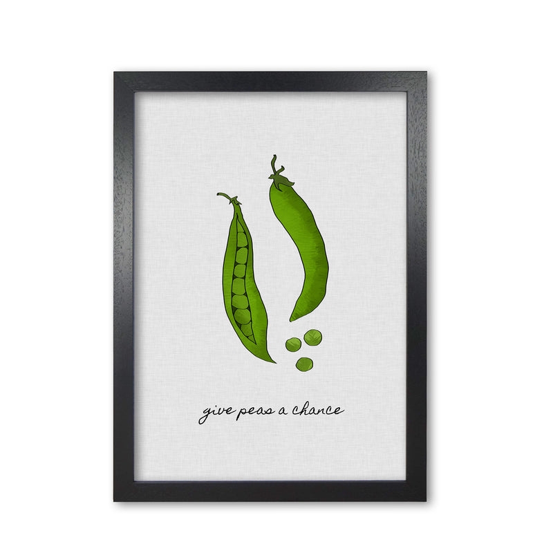 Give Peas A Chance Print By Orara Studio, Framed Kitchen Wall Art Black Grain