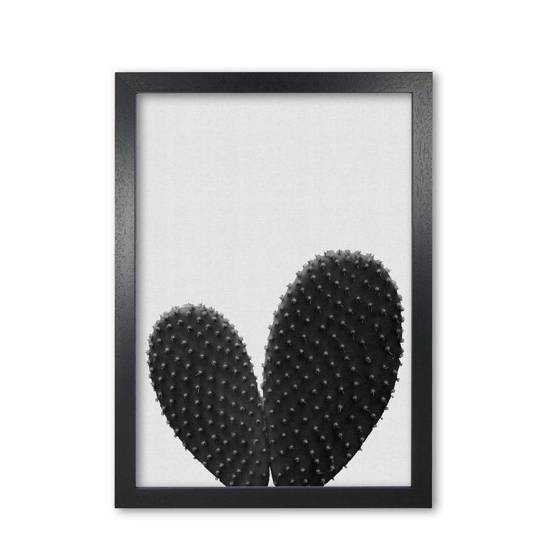 Heart Cactus Black & White Print By Orara Studio Black Grain