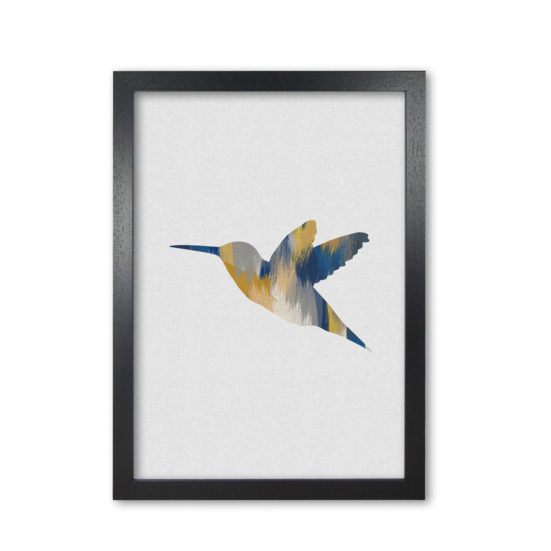 Hummingbird Blue & Yellow I Print By Orara Studio Animal Art Print Black Grain