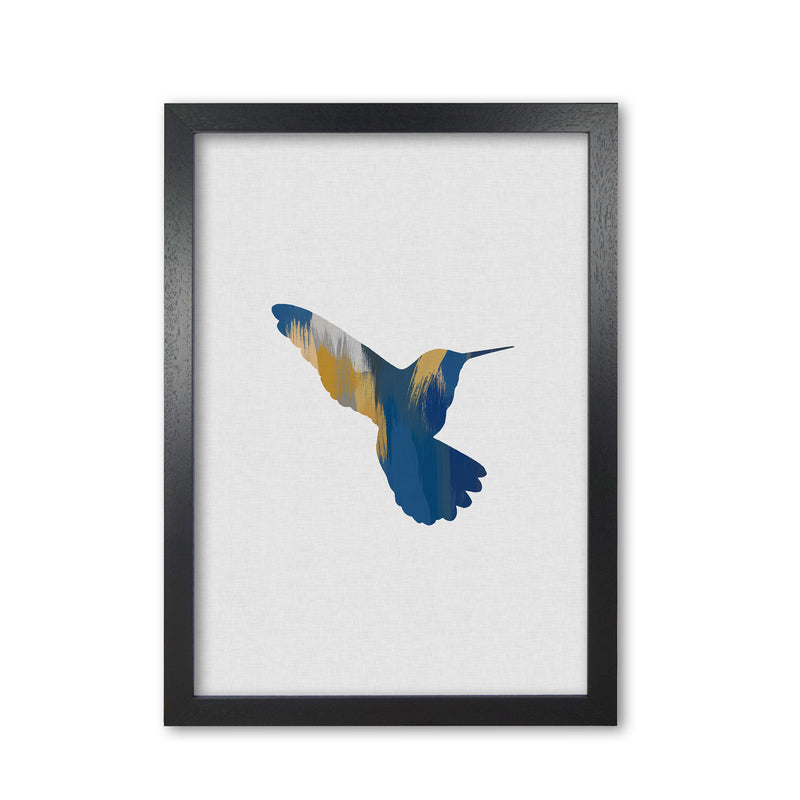 Hummingbird Blue & Yellow II Print By Orara Studio Animal Art Print Black Grain