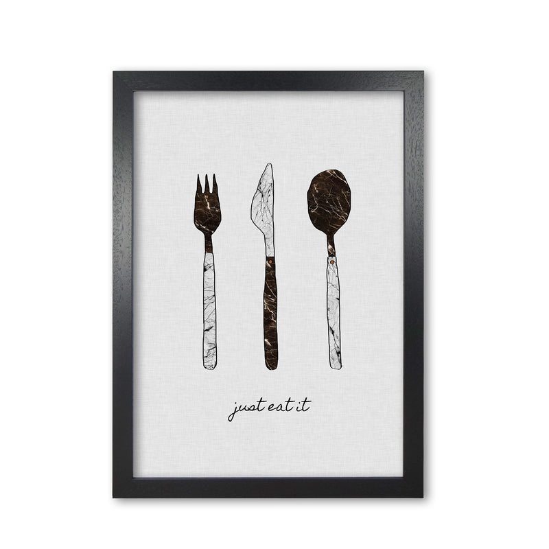 Just Eat It Print By Orara Studio, Framed Kitchen Wall Art Black Grain