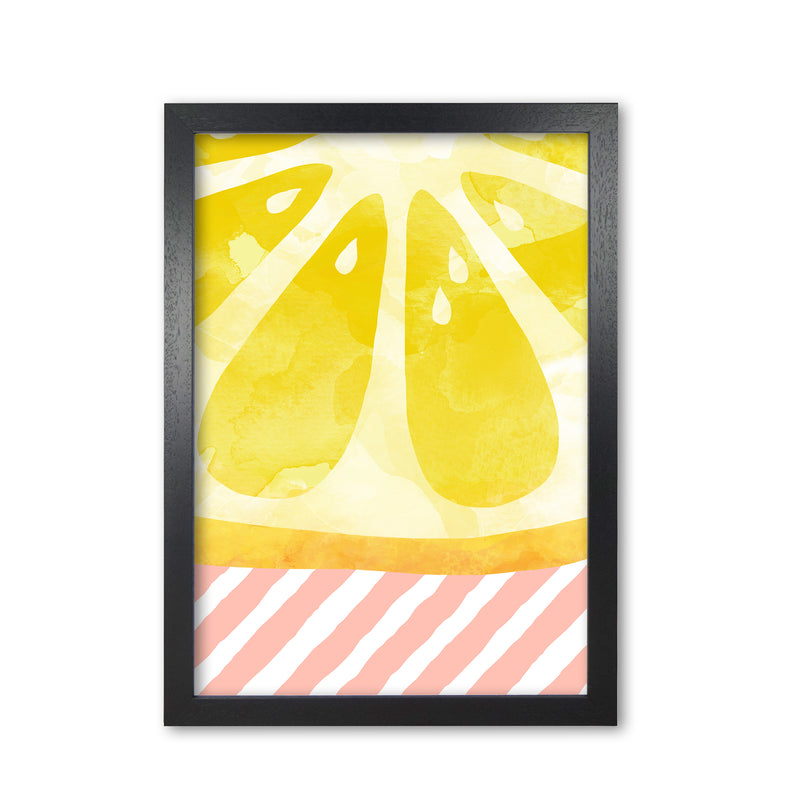 Lemon Abstract Print By Orara Studio, Framed Kitchen Wall Art Black Grain