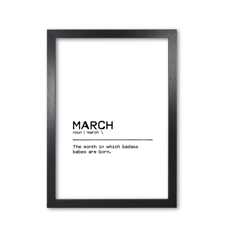 March Badass Definition Quote Print By Orara Studio Black Grain