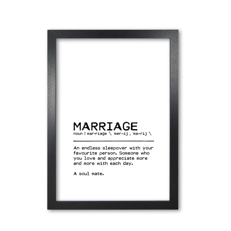 Marriage Sleepover Definition Quote Print By Orara Studio Black Grain