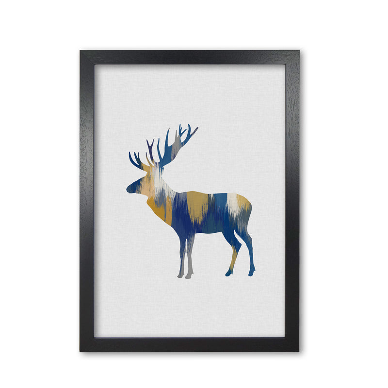 Moose Blue & Yellow Print By Orara Studio Animal Art Print Black Grain