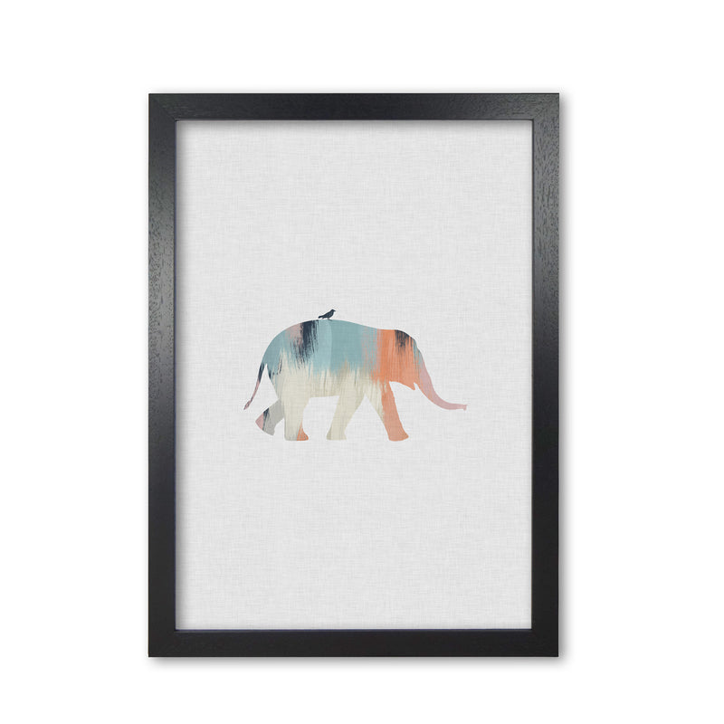 Pastel Elephant Print By Orara Studio Animal Art Print Black Grain