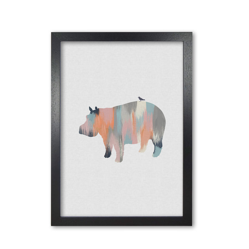 Pastel Hippo Print By Orara Studio Animal Art Print Black Grain