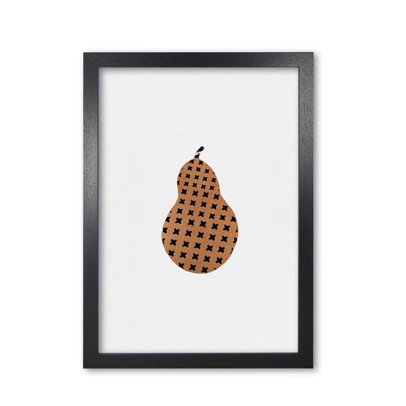 Pear Fruit Illustration Print By Orara Studio, Framed Kitchen Wall Art Black Grain