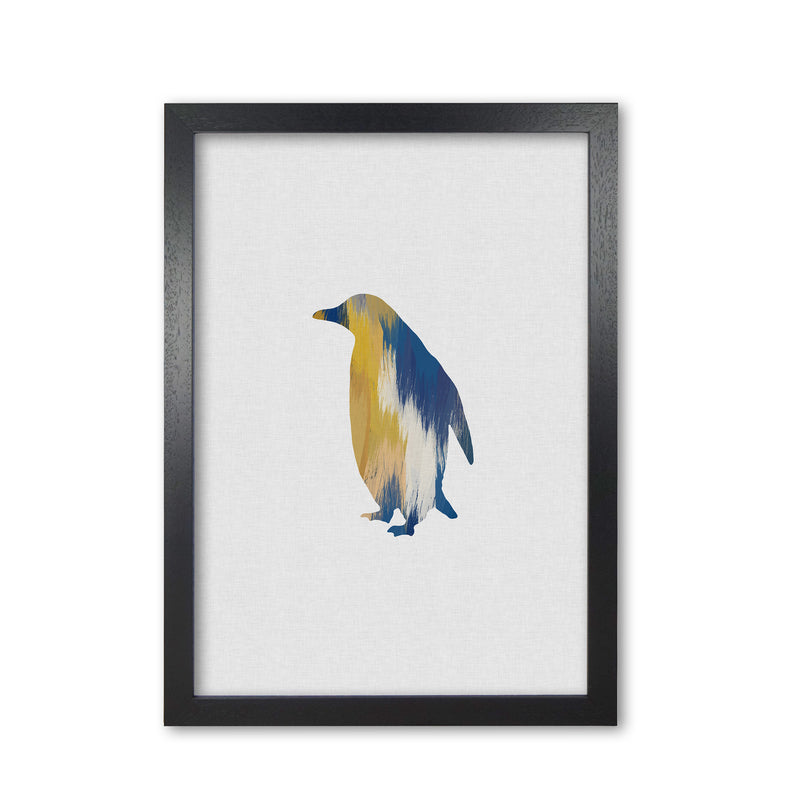 Penguin Blue & Yellow Print By Orara Studio Animal Art Print Black Grain