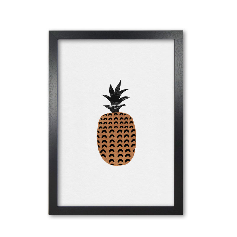 Pineapple Fruit Illustration Print By Orara Studio, Framed Kitchen Wall Art Black Grain