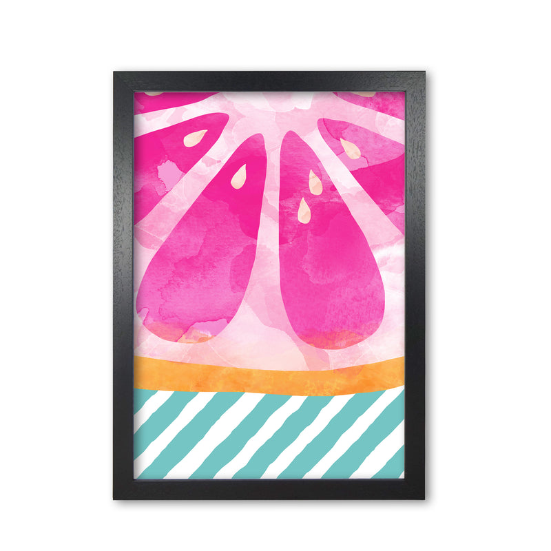 Pink Grapefruit Abstract Print By Orara Studio, Framed Kitchen Wall Art Black Grain
