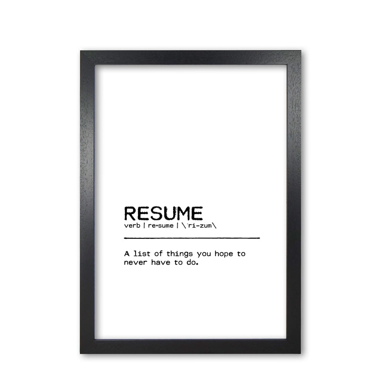Resume List Definition Quote Print By Orara Studio Black Grain