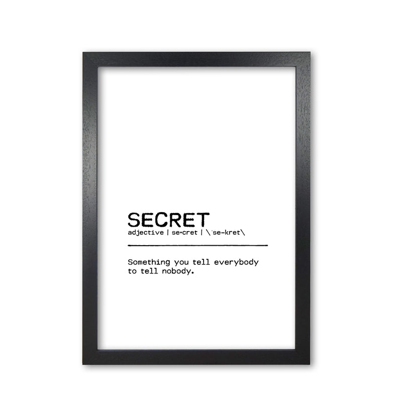 Secret Definition Quote Print By Orara Studio Black Grain