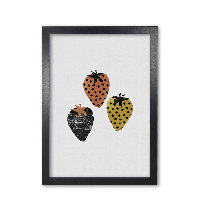 Strawberries Print By Orara Studio, Framed Kitchen Wall Art Black Grain