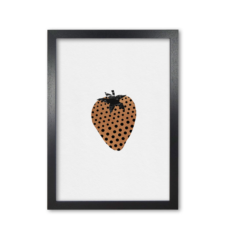 Strawberry Fruit Illustration Print By Orara Studio, Framed Kitchen Wall Art Black Grain