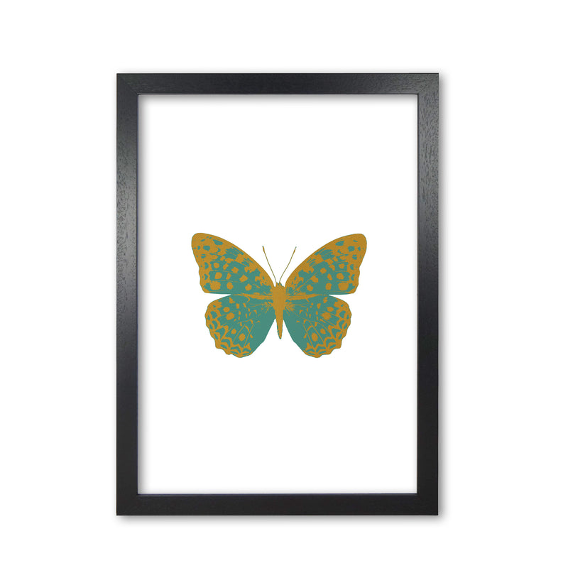 Teal Butterfly Print By Orara Studio Animal Art Print Black Grain