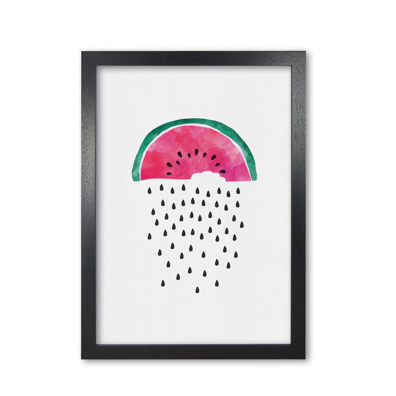 Watermelon Rain Print By Orara Studio, Framed Kitchen Wall Art Black Grain
