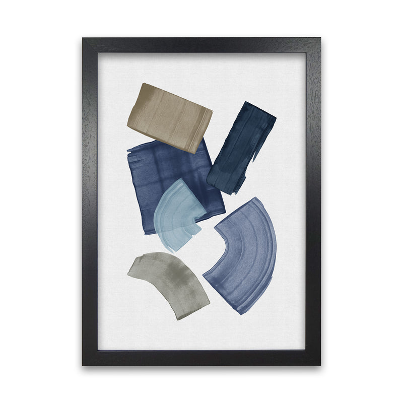 Blue _ Brown Paint Blocks Art Print by Orara Studio A1 Black Frame
