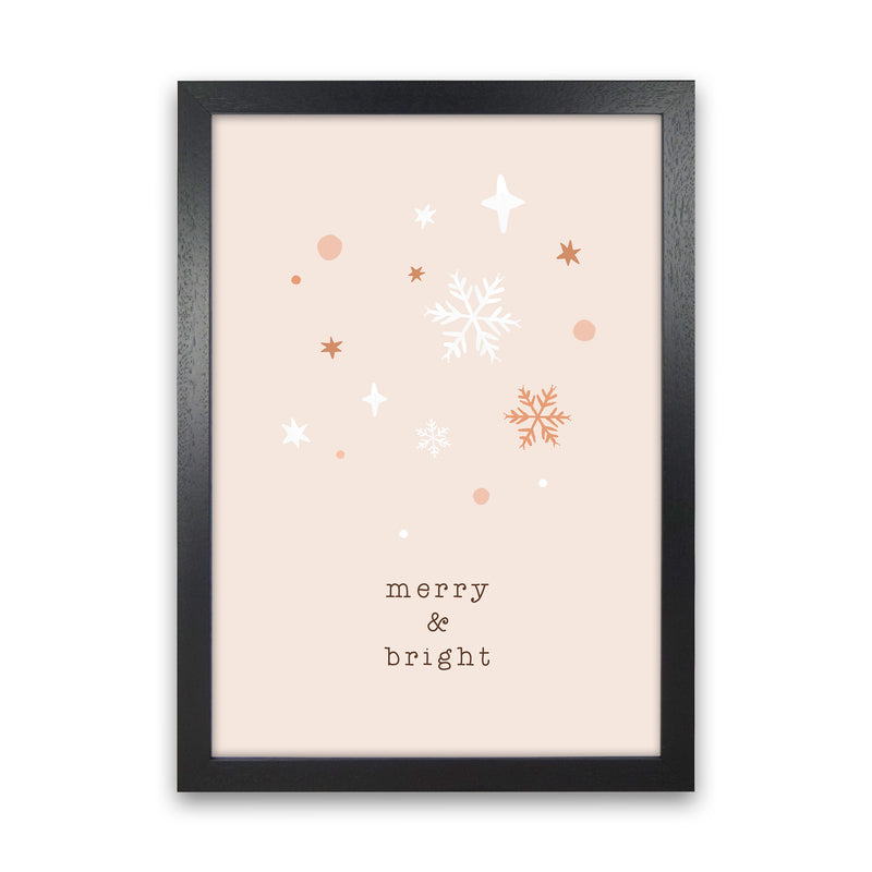 Merry & Bright Christmas Art Print by Orara Studio Black Grain