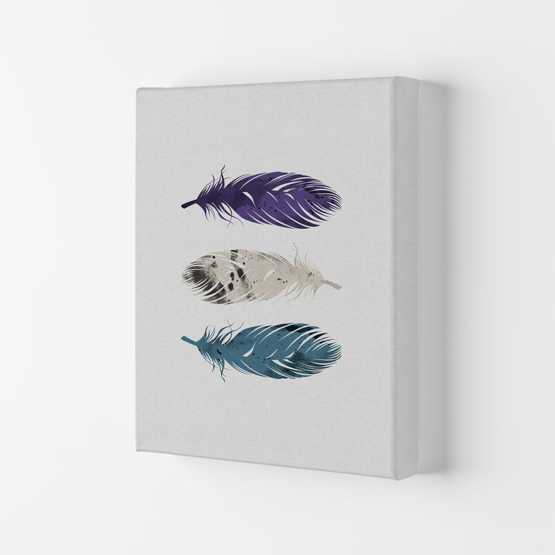 Blue, Purple & White Feathers Print By Orara Studio Canvas