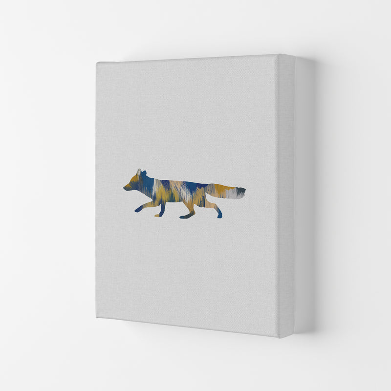Fox Blue & Yellow Print By Orara Studio Animal Art Print Canvas