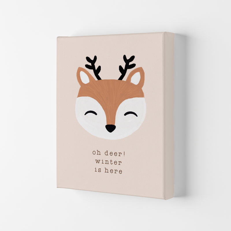 Oh Deer Winter Is Here Christmas Art Print by Orara Studio Canvas