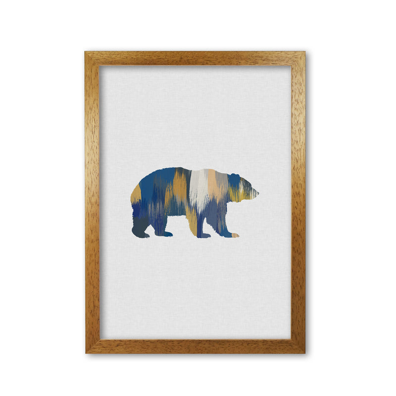 Bear Blue & Yellow Animal Art Print By Orara Studio Animal Art Print Oak Grain