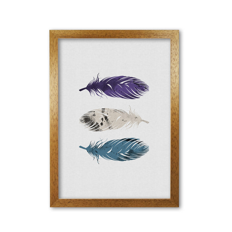 Blue, Purple & White Feathers Print By Orara Studio Oak Grain