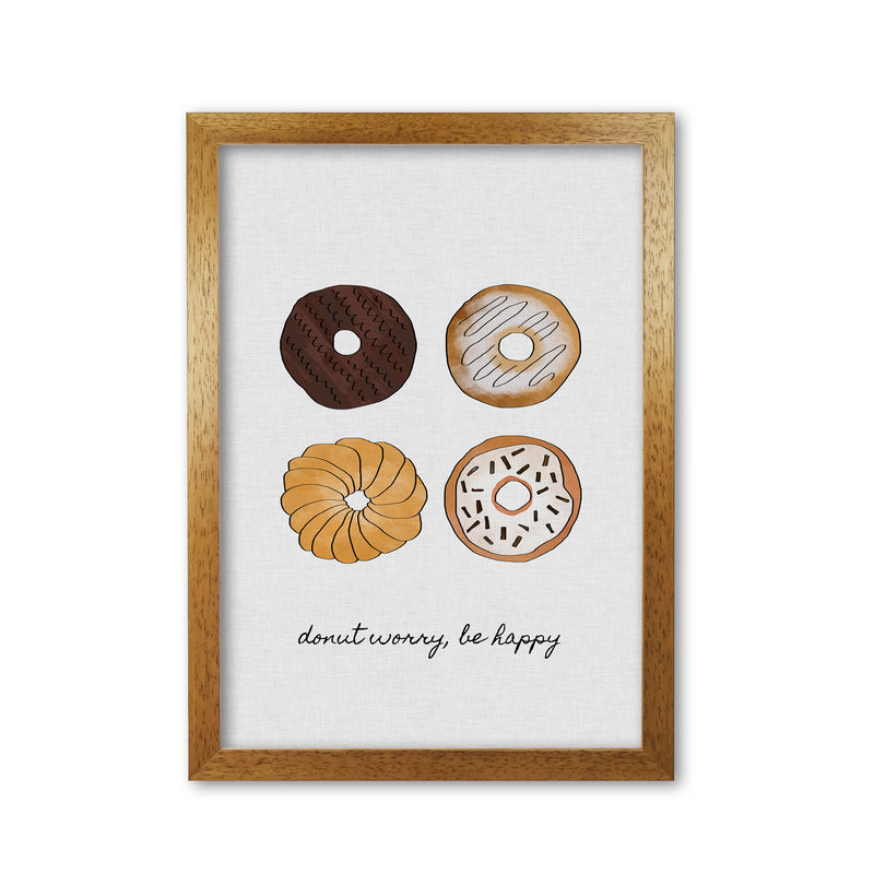 Donut Worry Print By Orara Studio, Framed Kitchen Wall Art Oak Grain
