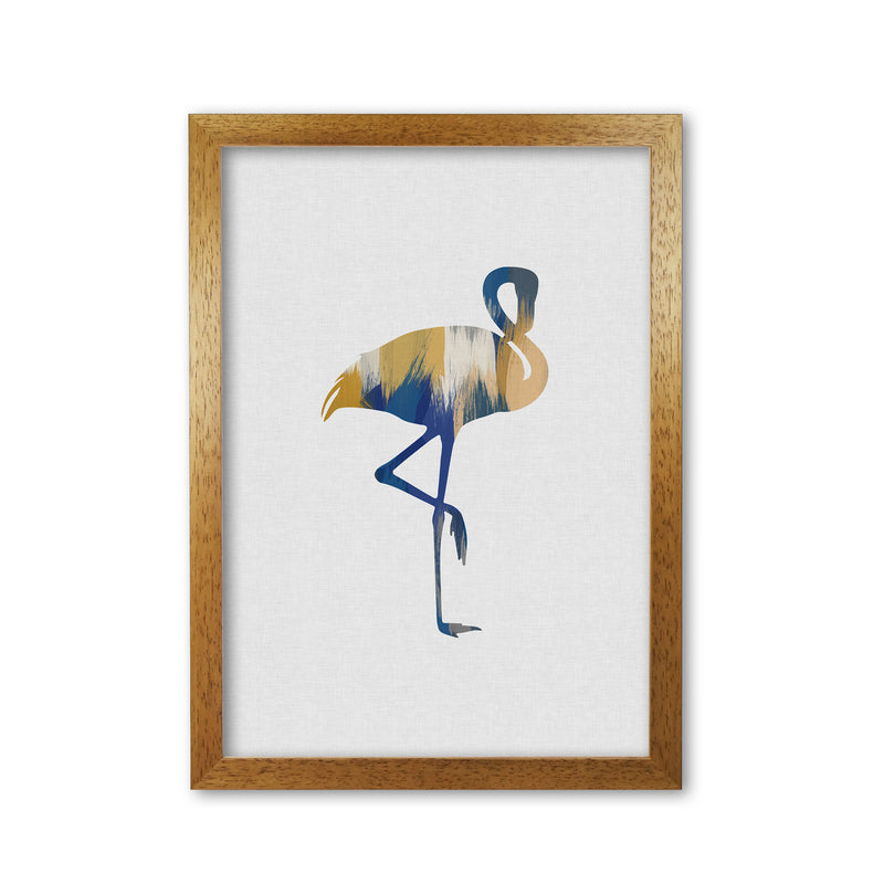 Flamingo Blue & Yellow Print By Orara Studio Animal Art Print Oak Grain