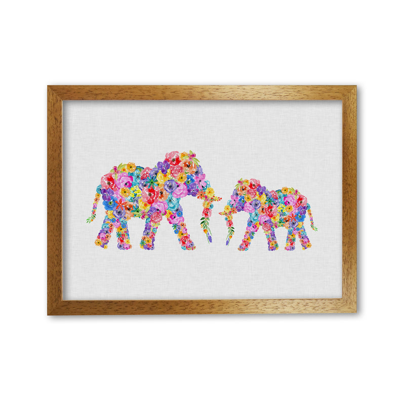 Floral Elephants Print By Orara Studio Animal Art Print Oak Grain