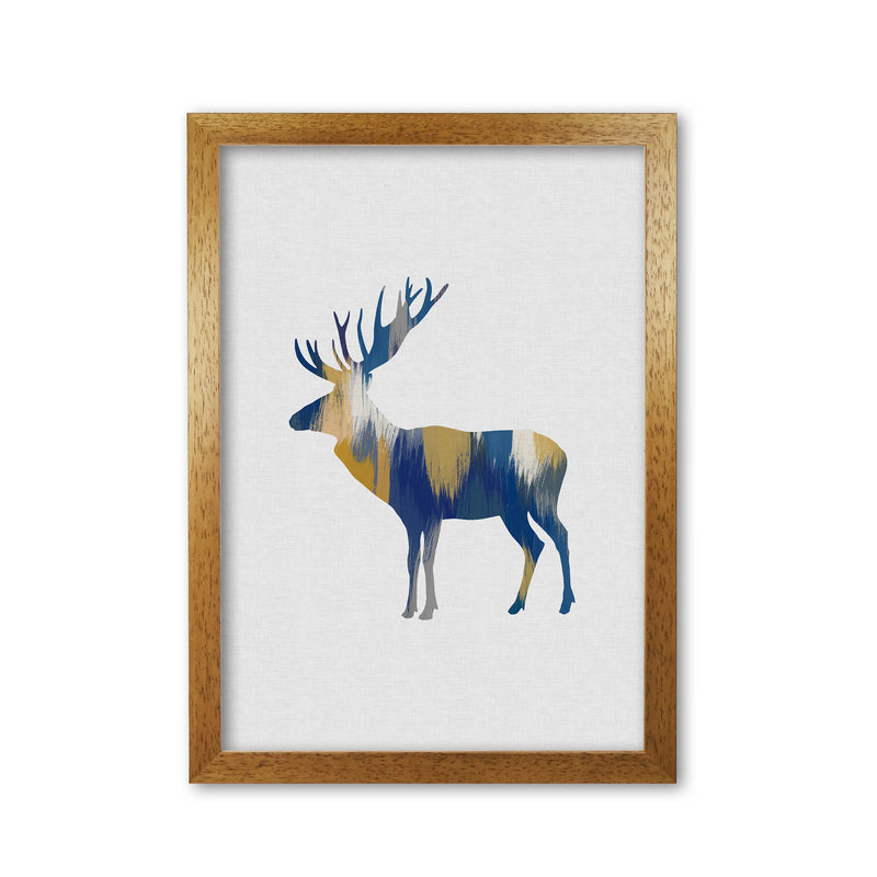 Moose Blue & Yellow Print By Orara Studio Animal Art Print Oak Grain